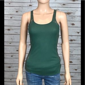 Army Green Free People Tank Top with Lace